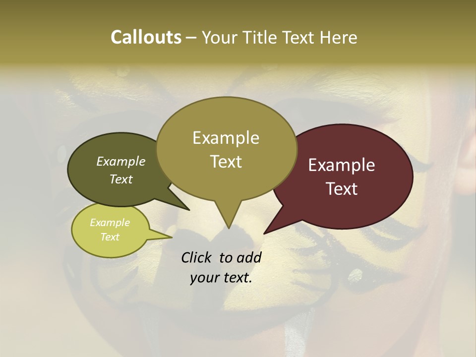 Close-Up Of Child Painted In The Face As A Tiger PowerPoint Template