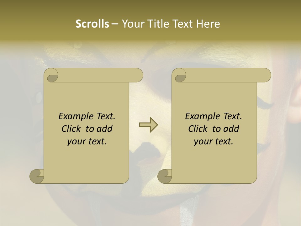 Close-Up Of Child Painted In The Face As A Tiger PowerPoint Template
