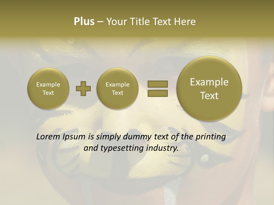 Close-Up Of Child Painted In The Face As A Tiger PowerPoint Template