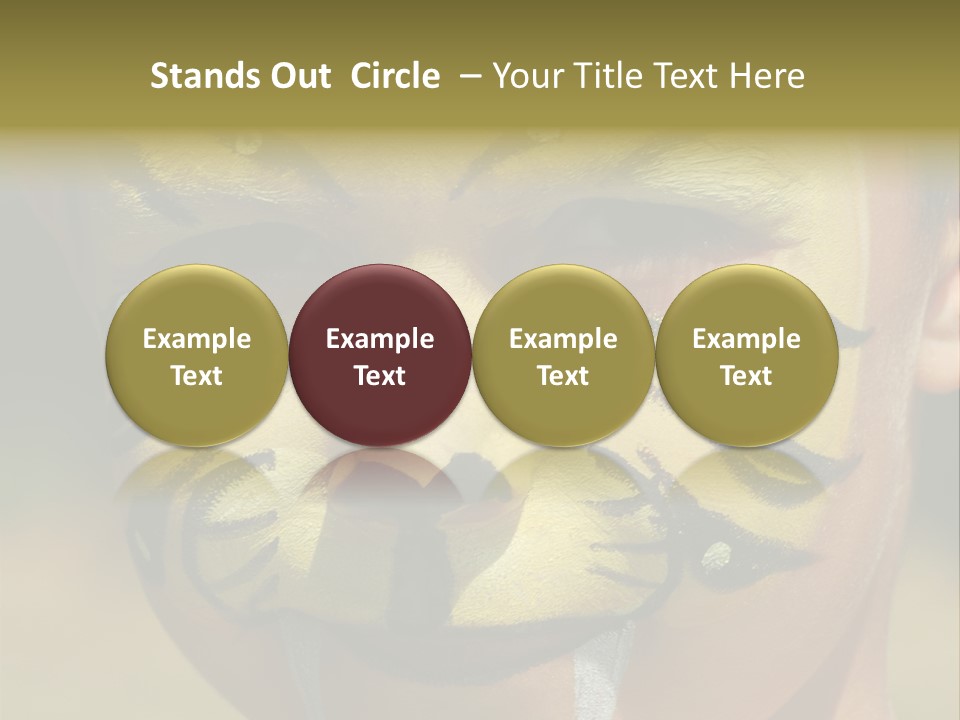 Close-Up Of Child Painted In The Face As A Tiger PowerPoint Template