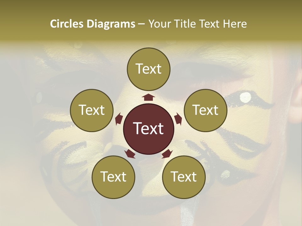 Close-Up Of Child Painted In The Face As A Tiger PowerPoint Template