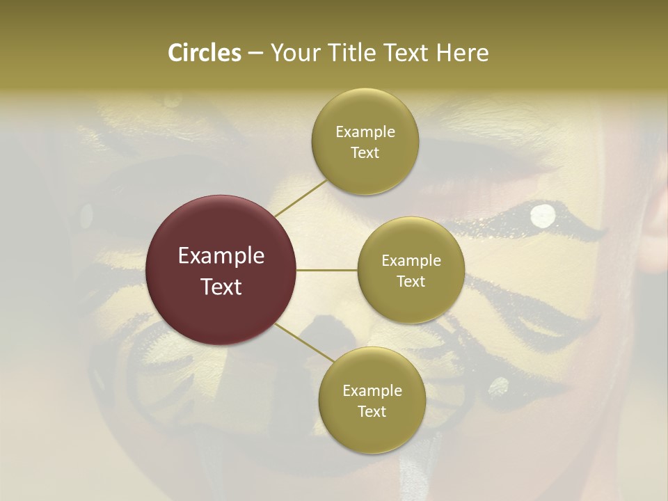 Close-Up Of Child Painted In The Face As A Tiger PowerPoint Template