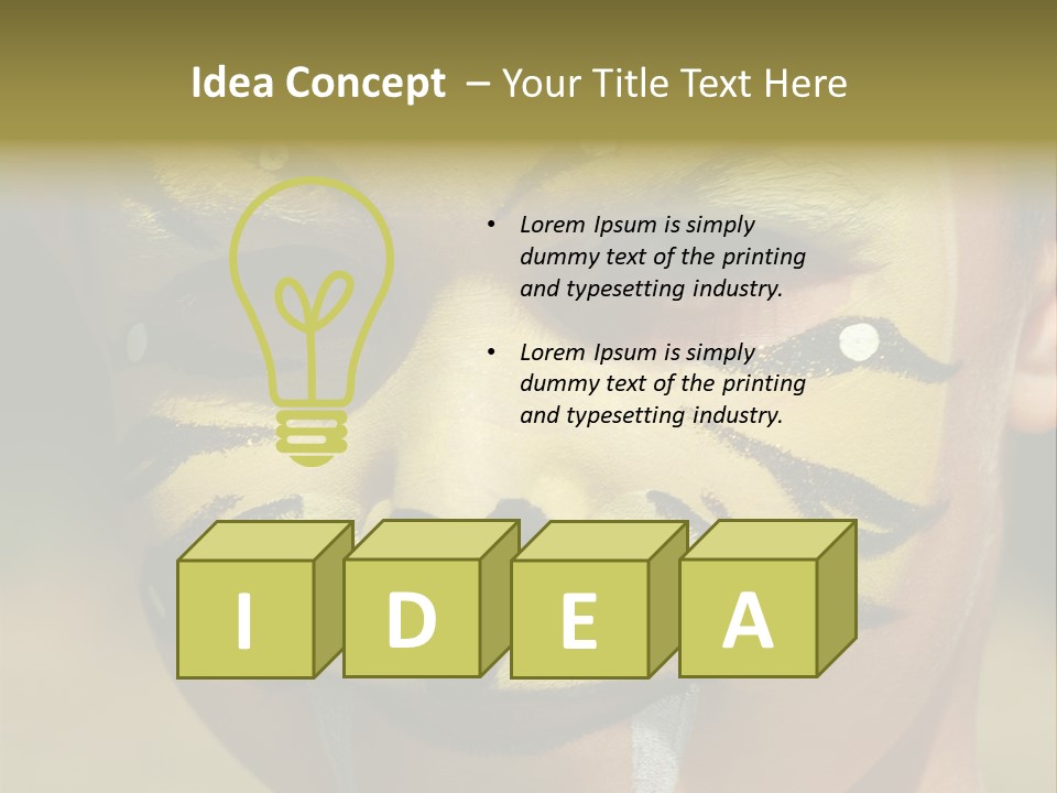 Close-Up Of Child Painted In The Face As A Tiger PowerPoint Template