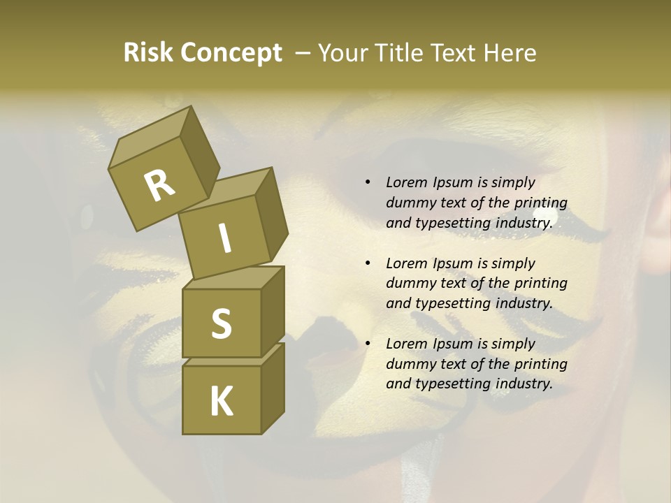 Close-Up Of Child Painted In The Face As A Tiger PowerPoint Template