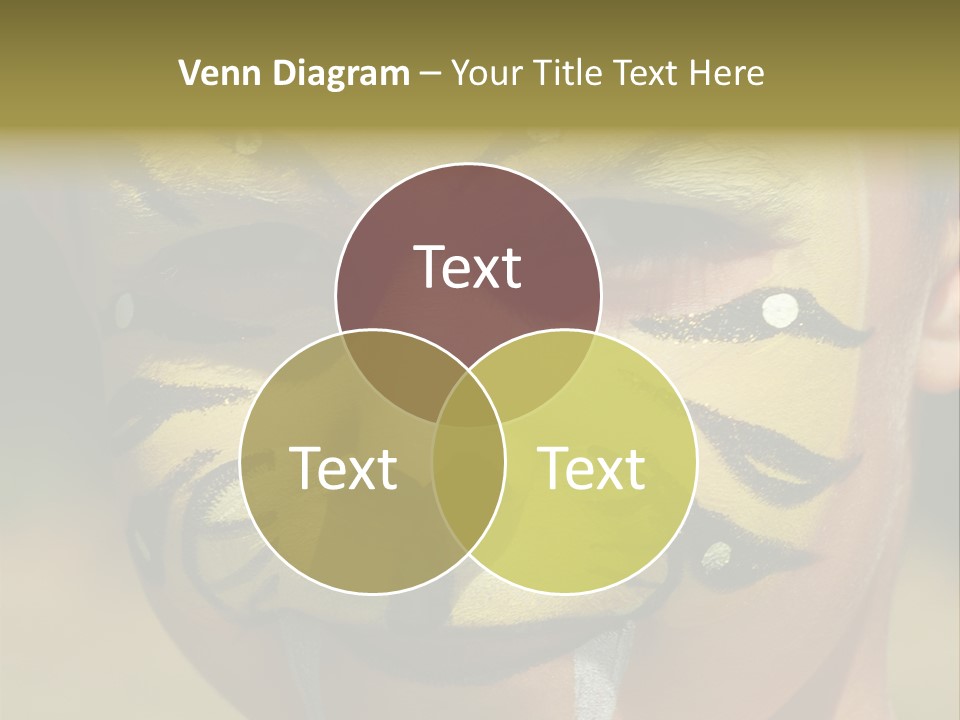 Close-Up Of Child Painted In The Face As A Tiger PowerPoint Template