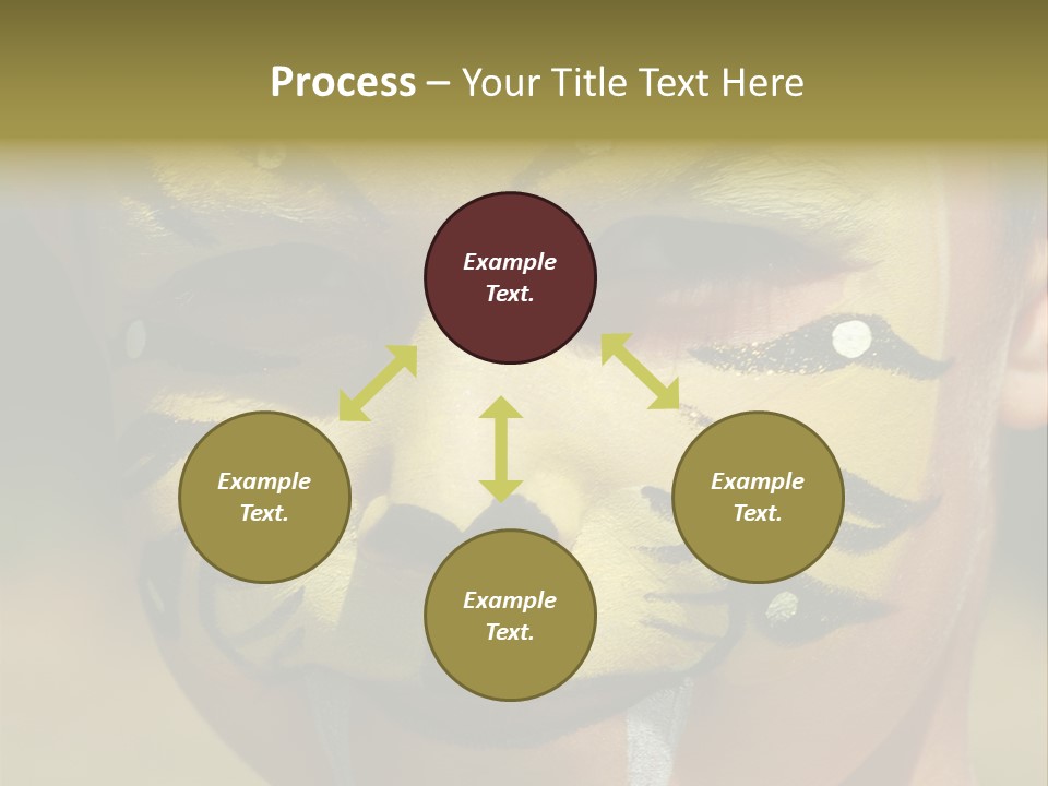 Close-Up Of Child Painted In The Face As A Tiger PowerPoint Template