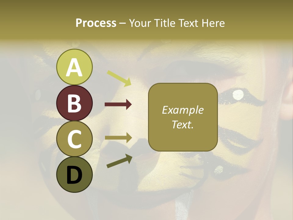 Close-Up Of Child Painted In The Face As A Tiger PowerPoint Template