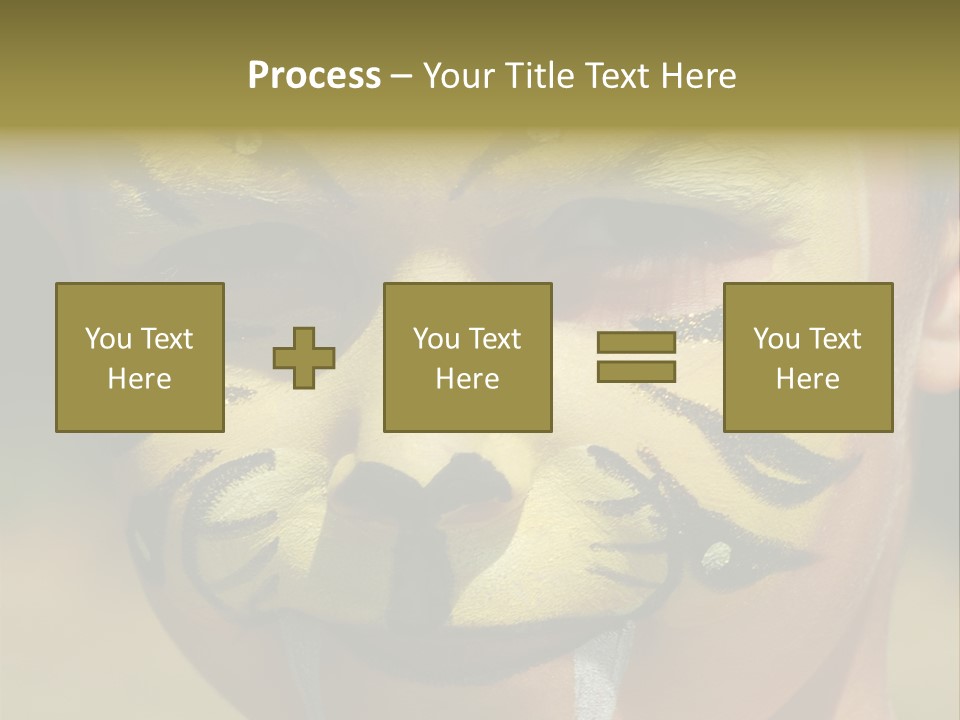 Close-Up Of Child Painted In The Face As A Tiger PowerPoint Template