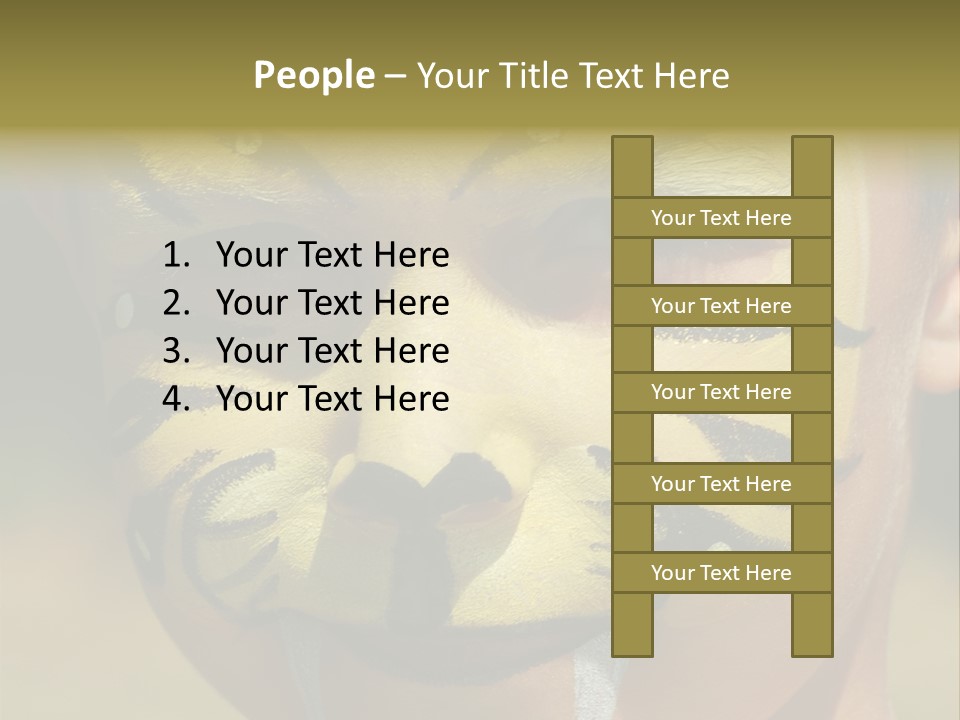 Close-Up Of Child Painted In The Face As A Tiger PowerPoint Template