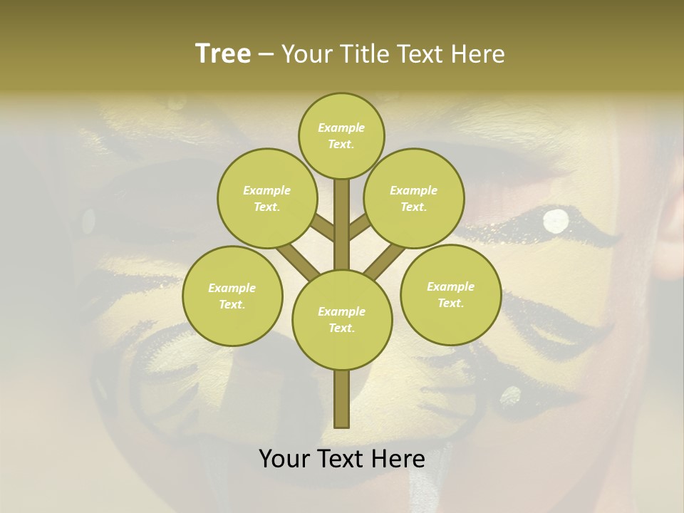 Close-Up Of Child Painted In The Face As A Tiger PowerPoint Template