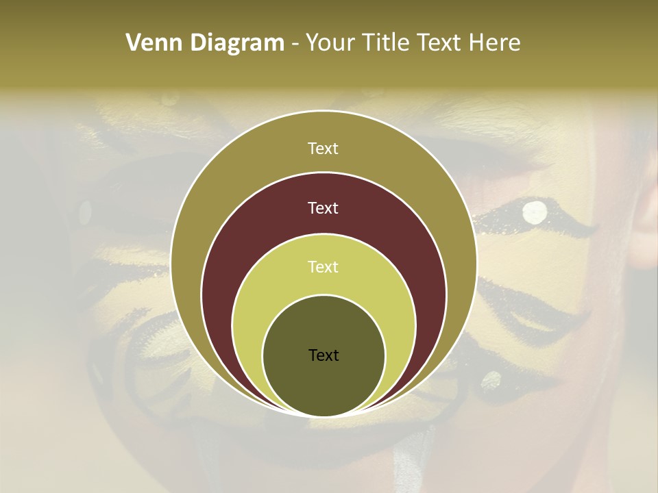 Close-Up Of Child Painted In The Face As A Tiger PowerPoint Template