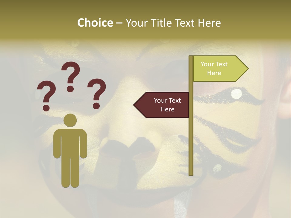 Close-Up Of Child Painted In The Face As A Tiger PowerPoint Template