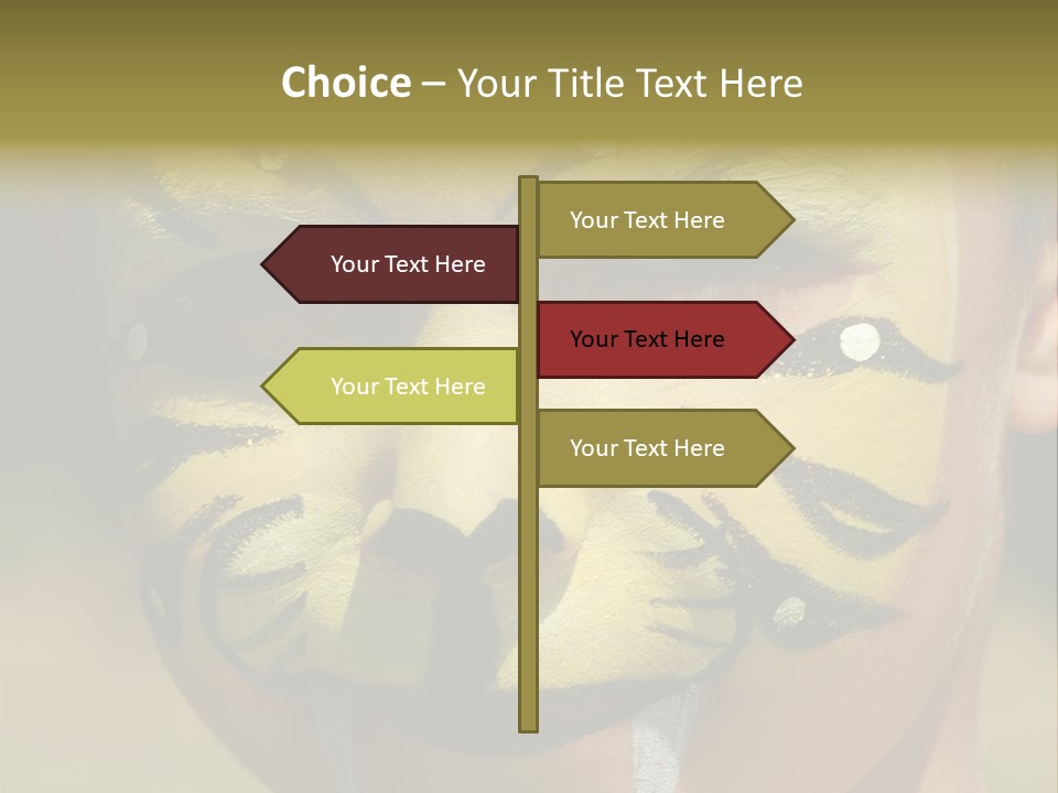 Close-Up Of Child Painted In The Face As A Tiger PowerPoint Template