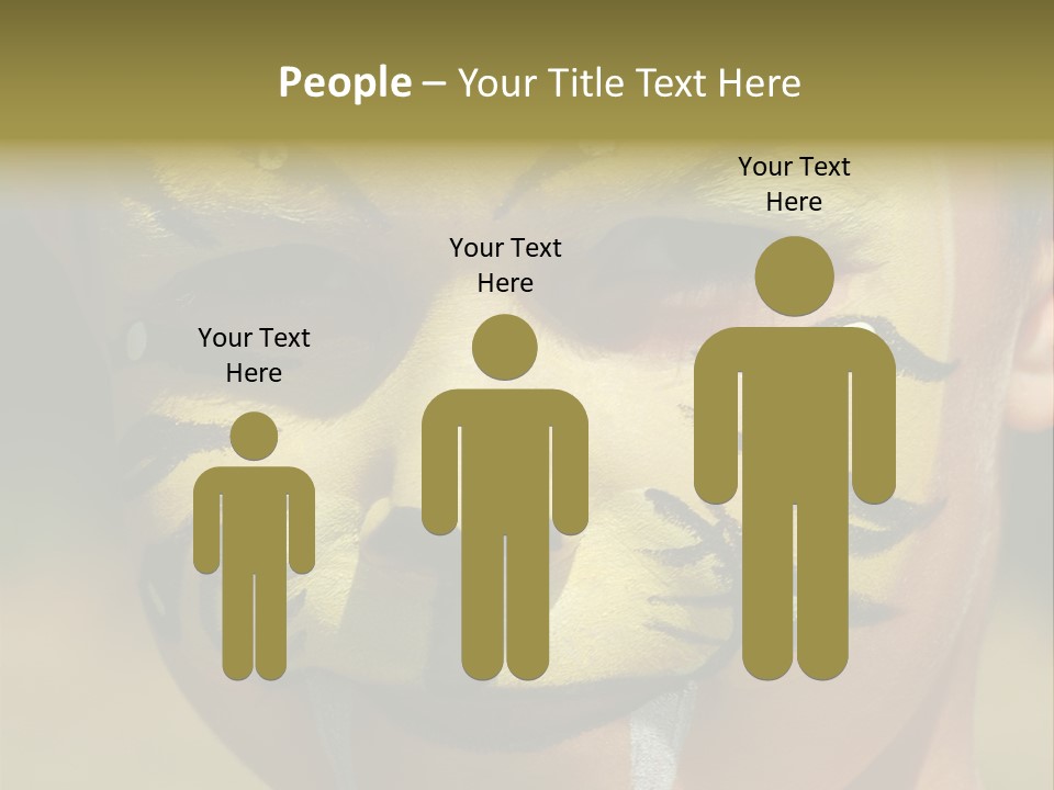 Close-Up Of Child Painted In The Face As A Tiger PowerPoint Template