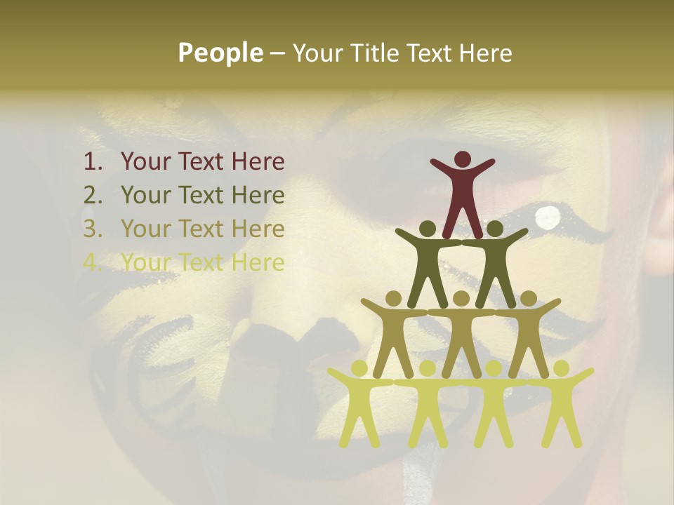 Close-Up Of Child Painted In The Face As A Tiger PowerPoint Template