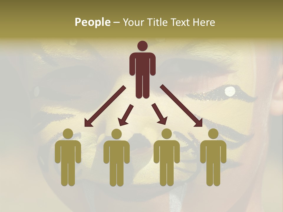 Close-Up Of Child Painted In The Face As A Tiger PowerPoint Template