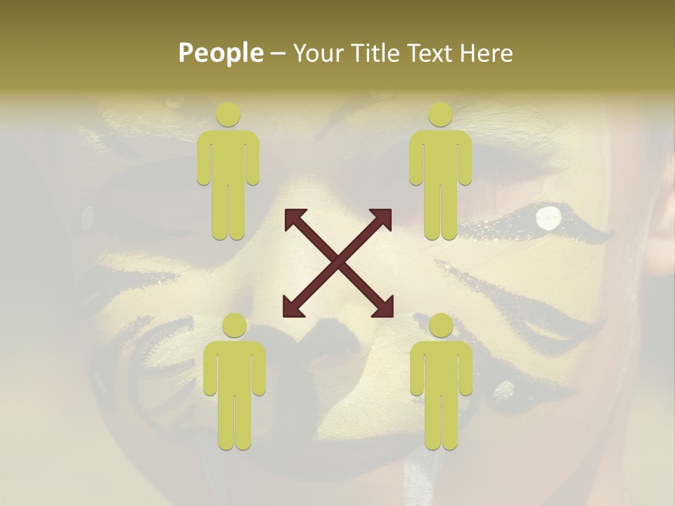 Close-Up Of Child Painted In The Face As A Tiger PowerPoint Template