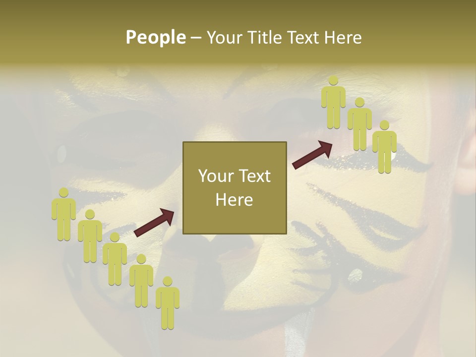 Close-Up Of Child Painted In The Face As A Tiger PowerPoint Template