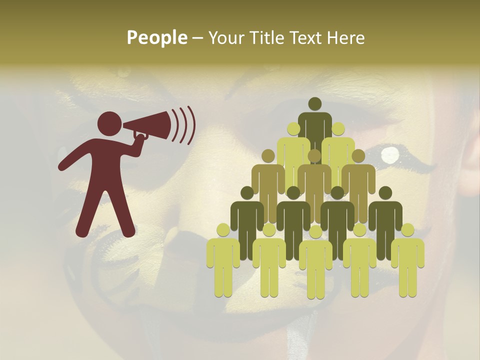 Close-Up Of Child Painted In The Face As A Tiger PowerPoint Template