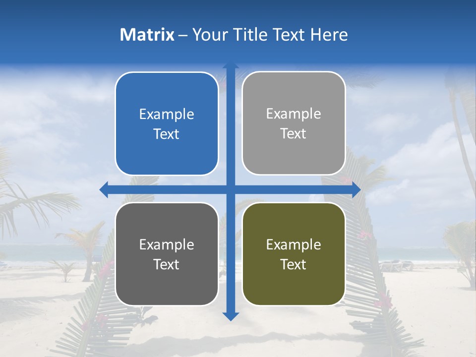 A Tropical Beach With Palm Trees And Flowers PowerPoint Template