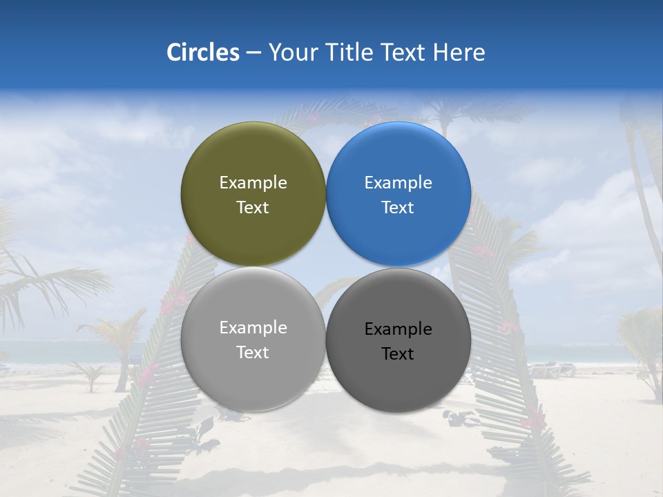 A Tropical Beach With Palm Trees And Flowers PowerPoint Template