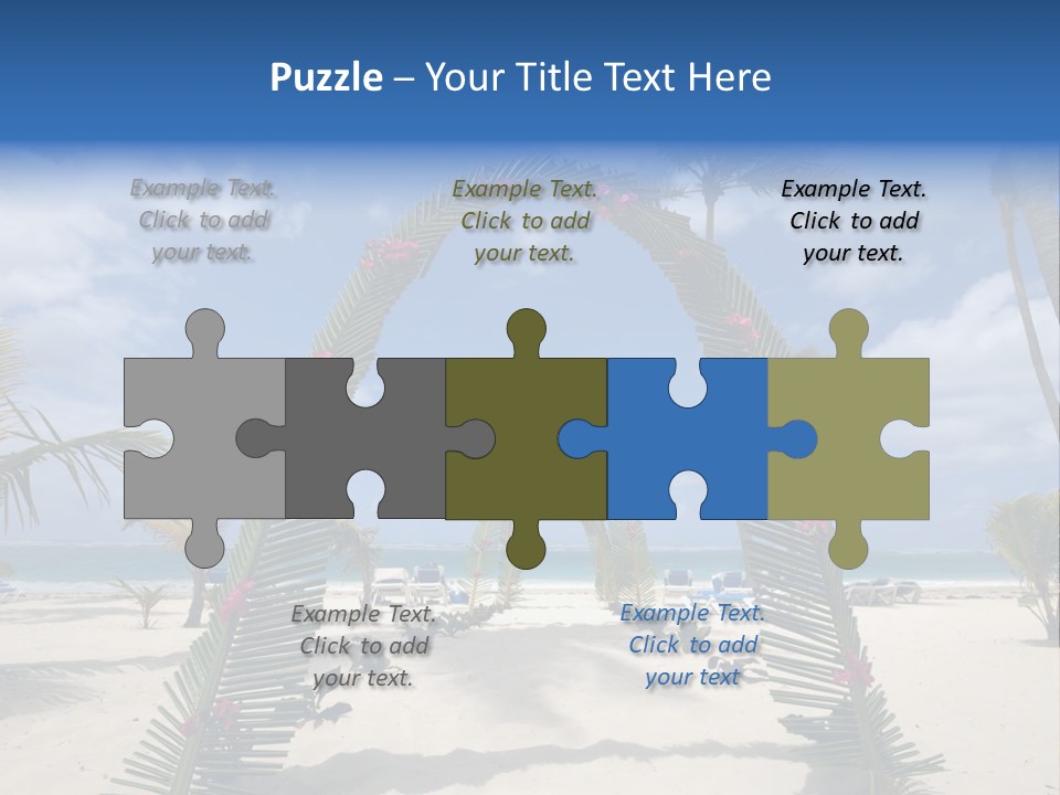 A Tropical Beach With Palm Trees And Flowers PowerPoint Template