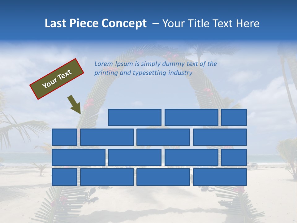 A Tropical Beach With Palm Trees And Flowers PowerPoint Template