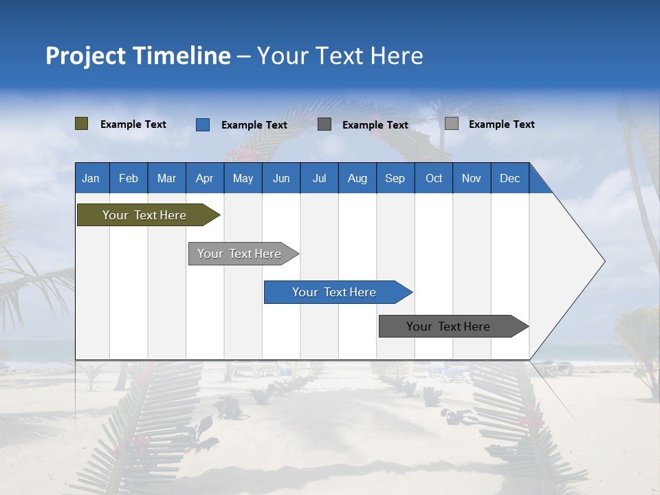 A Tropical Beach With Palm Trees And Flowers PowerPoint Template