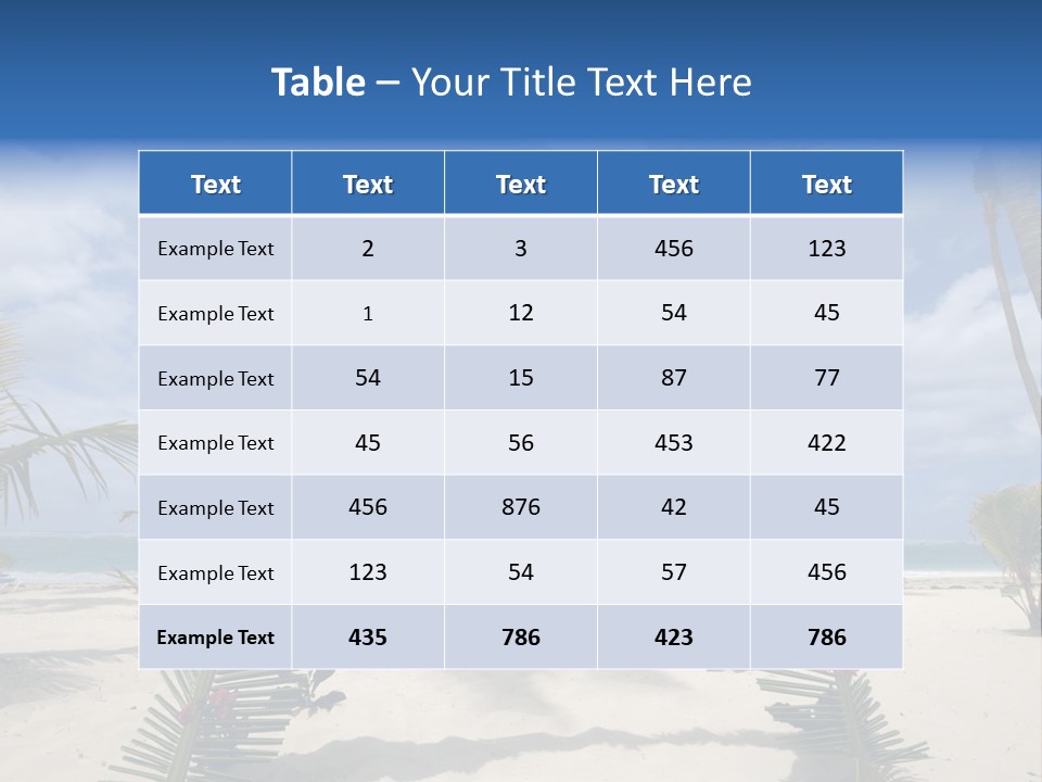 A Tropical Beach With Palm Trees And Flowers PowerPoint Template