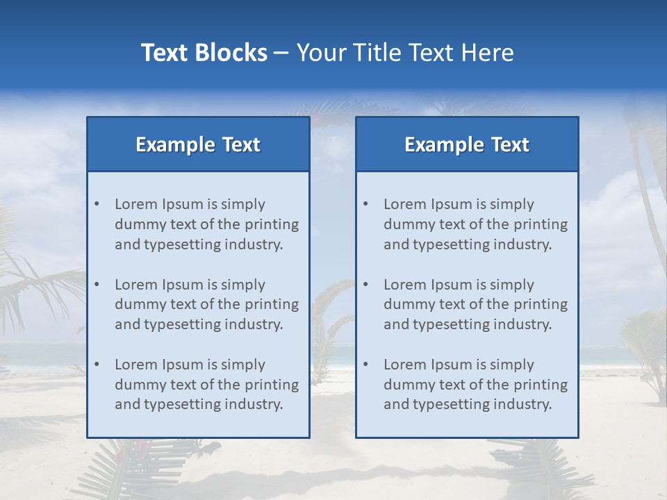 A Tropical Beach With Palm Trees And Flowers PowerPoint Template