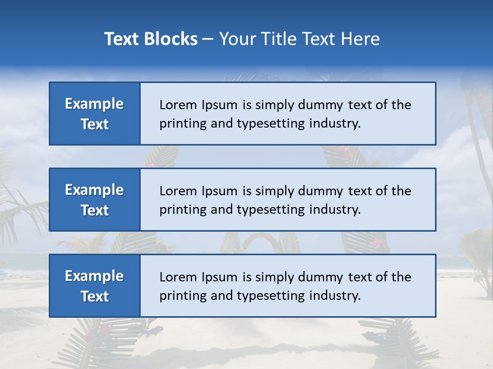 A Tropical Beach With Palm Trees And Flowers PowerPoint Template