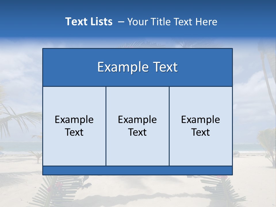 A Tropical Beach With Palm Trees And Flowers PowerPoint Template