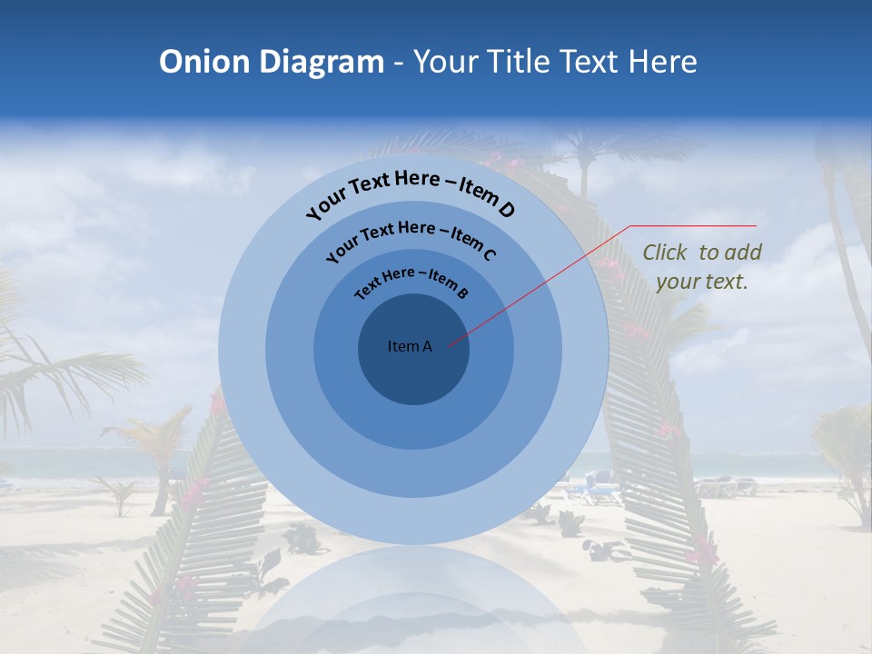 A Tropical Beach With Palm Trees And Flowers PowerPoint Template