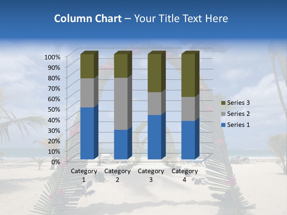 A Tropical Beach With Palm Trees And Flowers PowerPoint Template