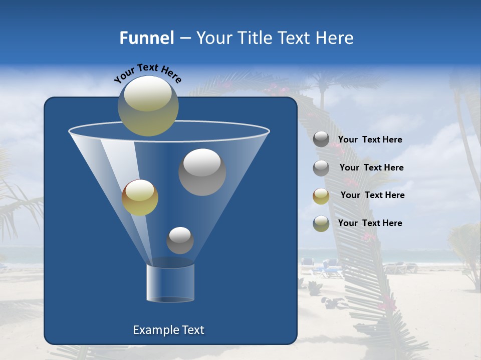 A Tropical Beach With Palm Trees And Flowers PowerPoint Template