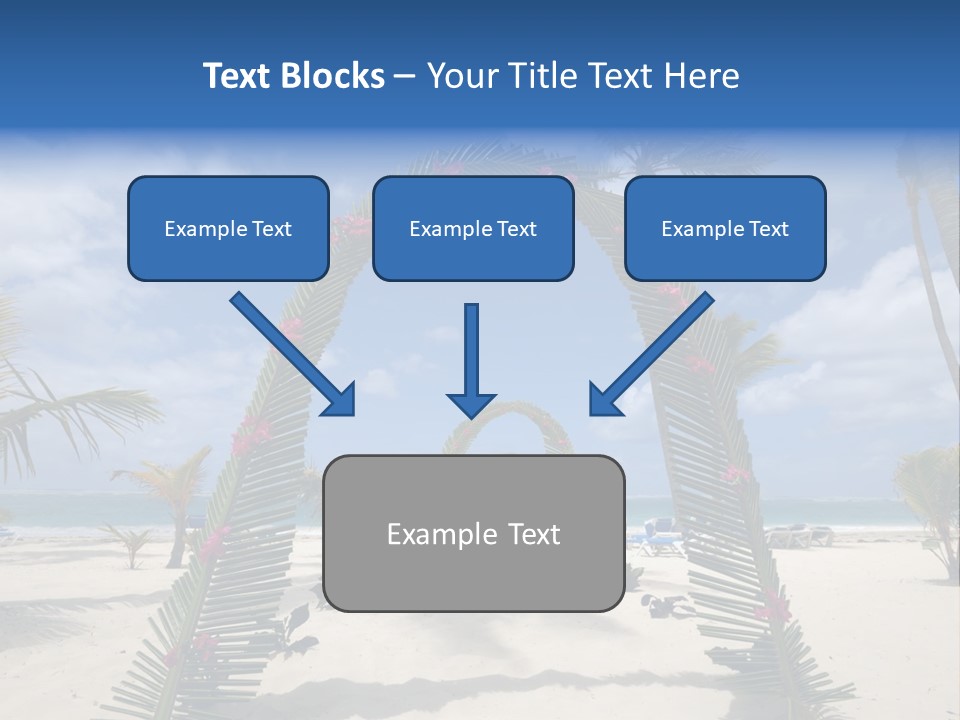 A Tropical Beach With Palm Trees And Flowers PowerPoint Template