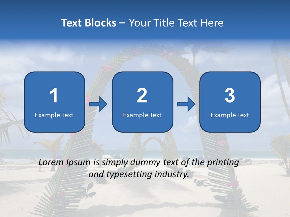 A Tropical Beach With Palm Trees And Flowers PowerPoint Template