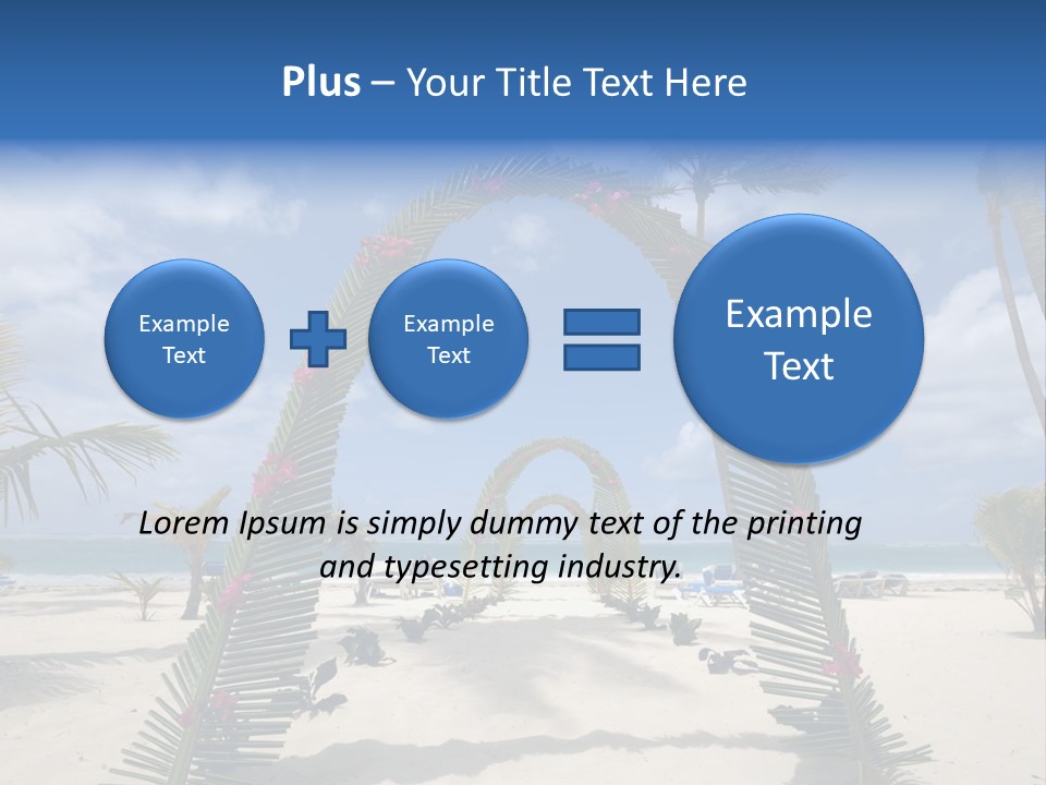 A Tropical Beach With Palm Trees And Flowers PowerPoint Template