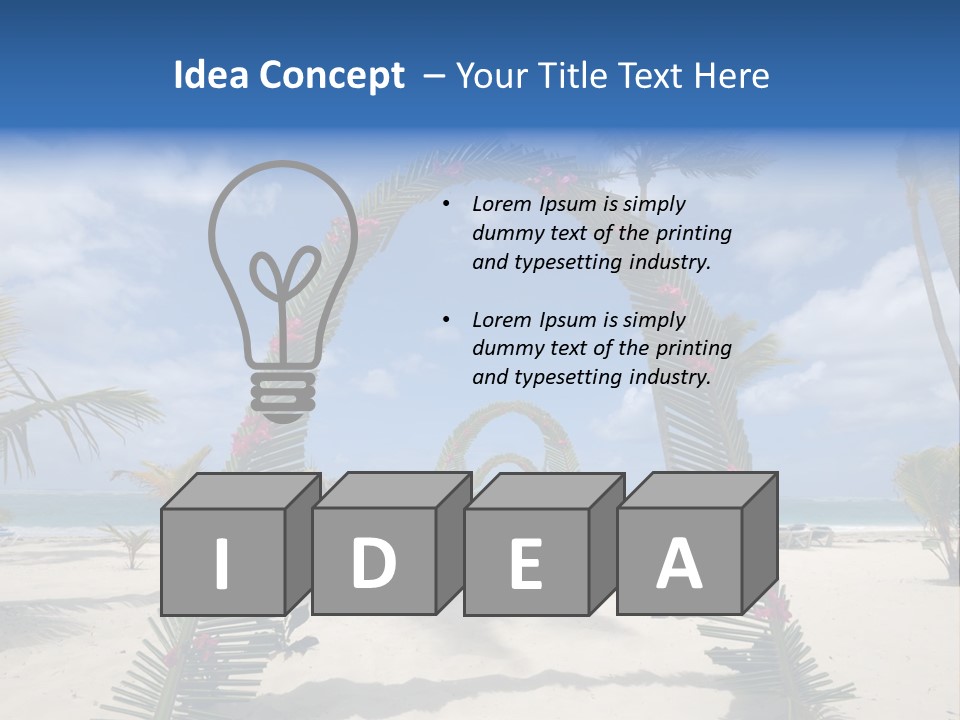 A Tropical Beach With Palm Trees And Flowers PowerPoint Template