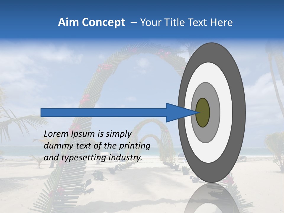 A Tropical Beach With Palm Trees And Flowers PowerPoint Template