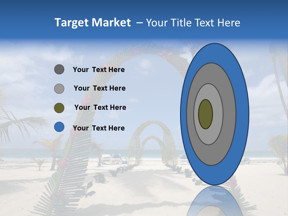 A Tropical Beach With Palm Trees And Flowers PowerPoint Template