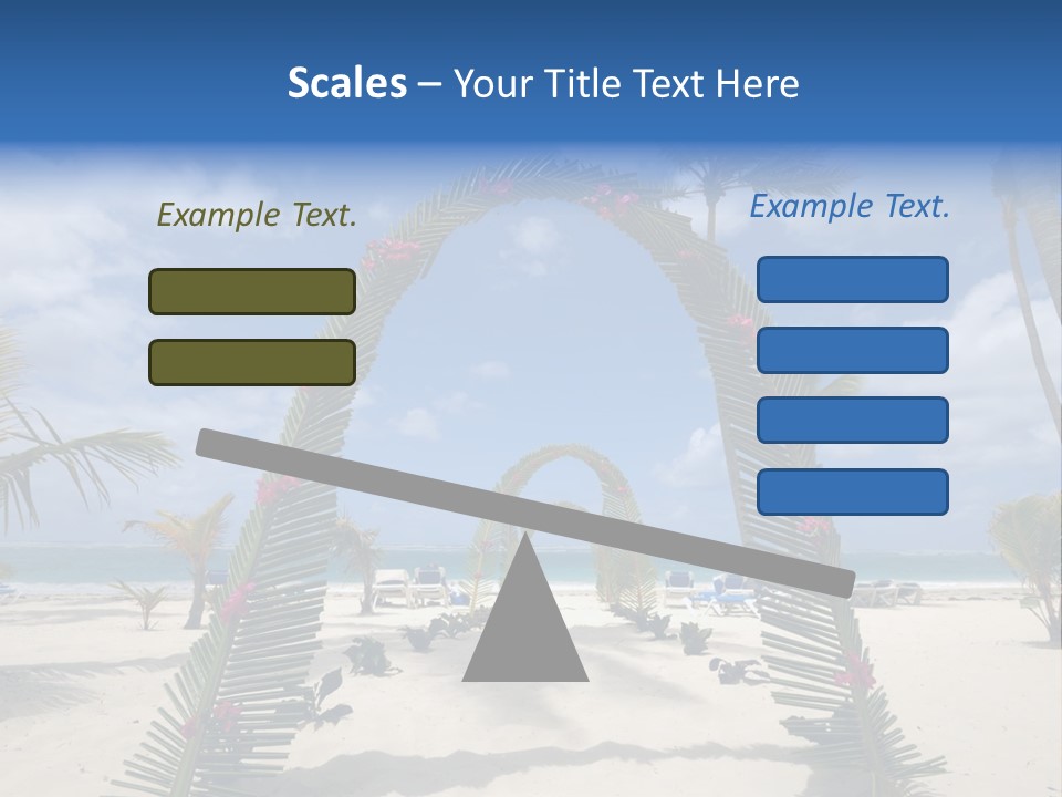 A Tropical Beach With Palm Trees And Flowers PowerPoint Template