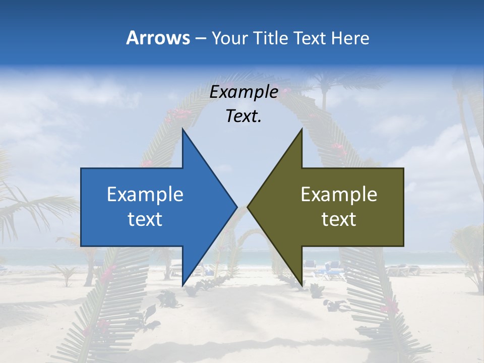 A Tropical Beach With Palm Trees And Flowers PowerPoint Template