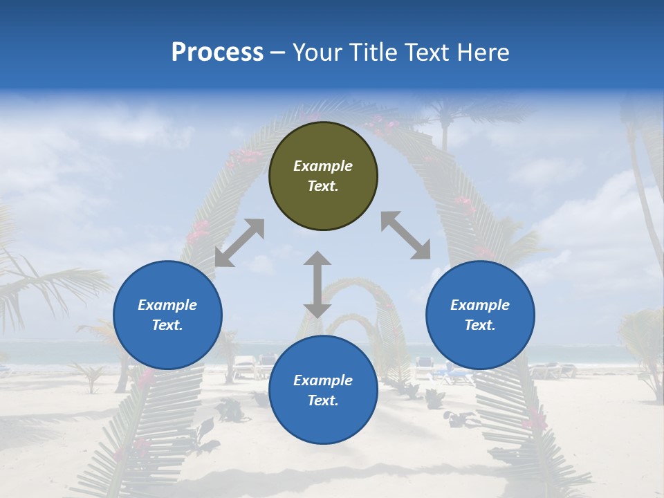 A Tropical Beach With Palm Trees And Flowers PowerPoint Template