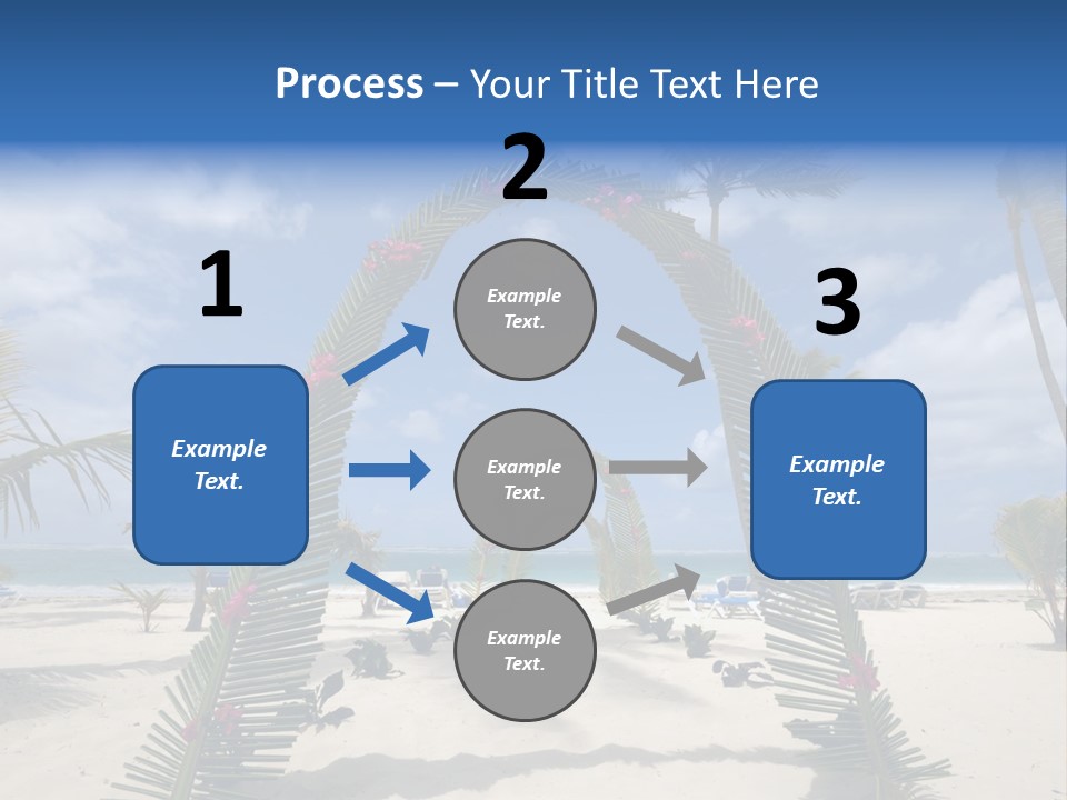 A Tropical Beach With Palm Trees And Flowers PowerPoint Template