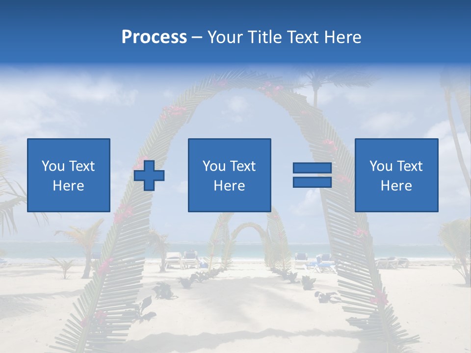 A Tropical Beach With Palm Trees And Flowers PowerPoint Template