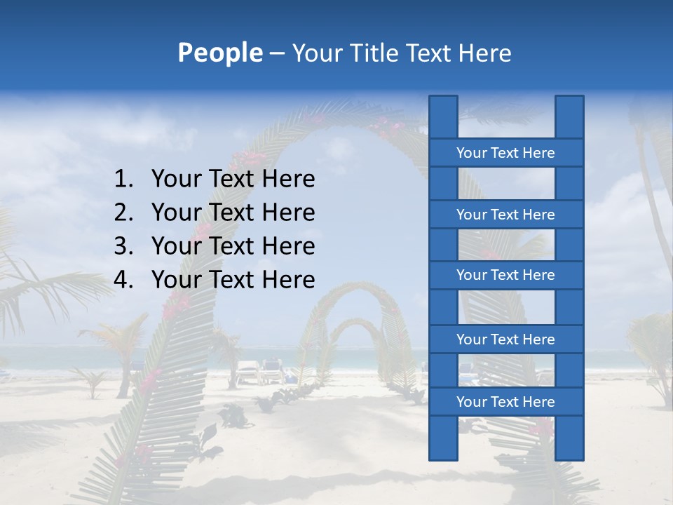 A Tropical Beach With Palm Trees And Flowers PowerPoint Template