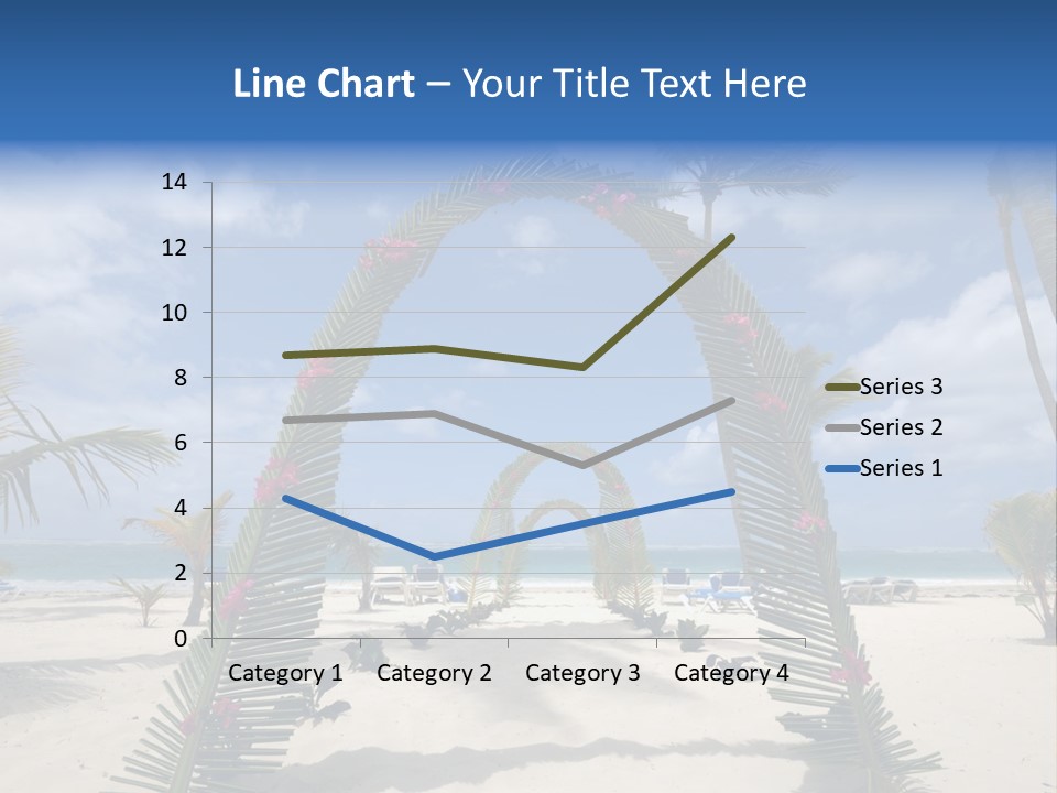 A Tropical Beach With Palm Trees And Flowers PowerPoint Template