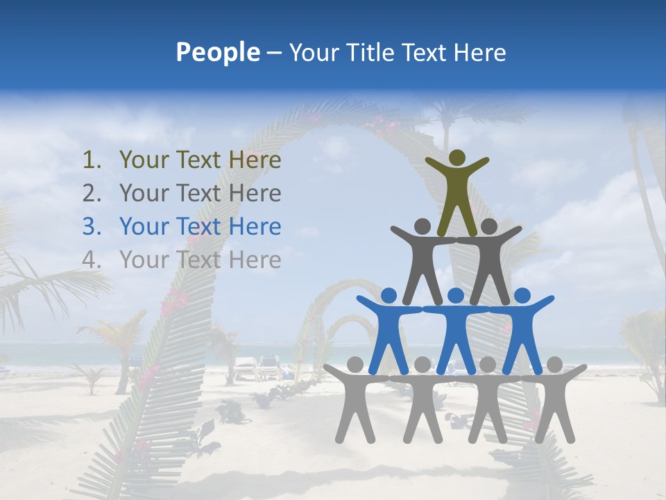 A Tropical Beach With Palm Trees And Flowers PowerPoint Template