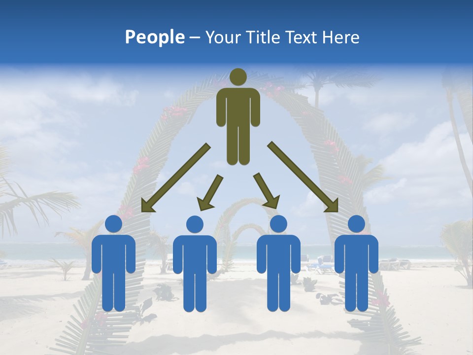 A Tropical Beach With Palm Trees And Flowers PowerPoint Template